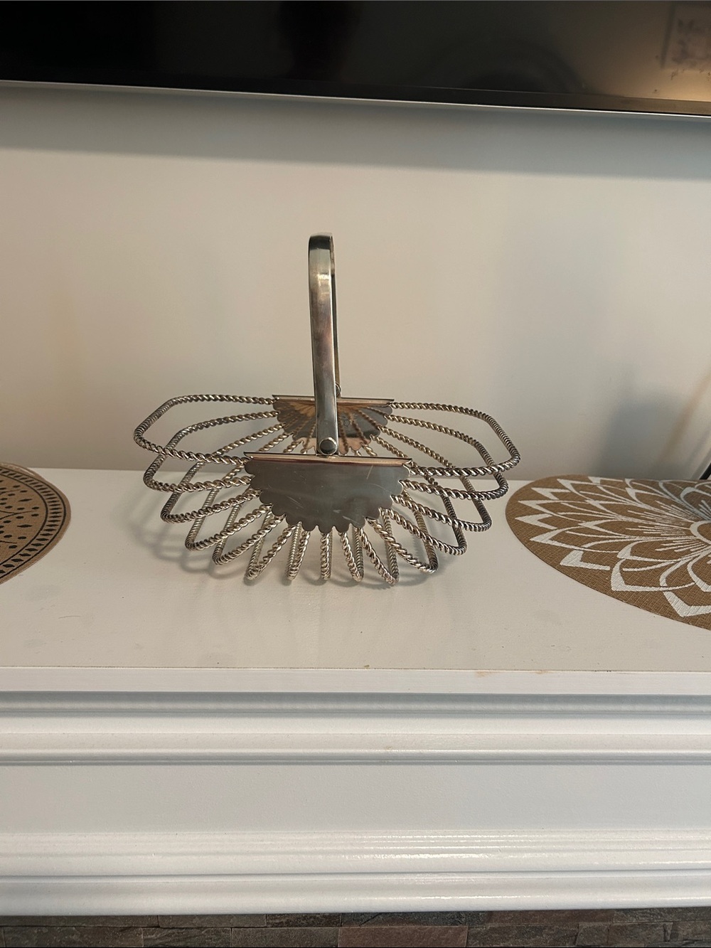 Godinger Silver Twisted Wire Decorative Basket with Fold-Down Handle